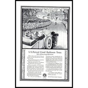 1924 United States Rubber Comapny US Royal Cord Balloon Tires Vintage Print Ad